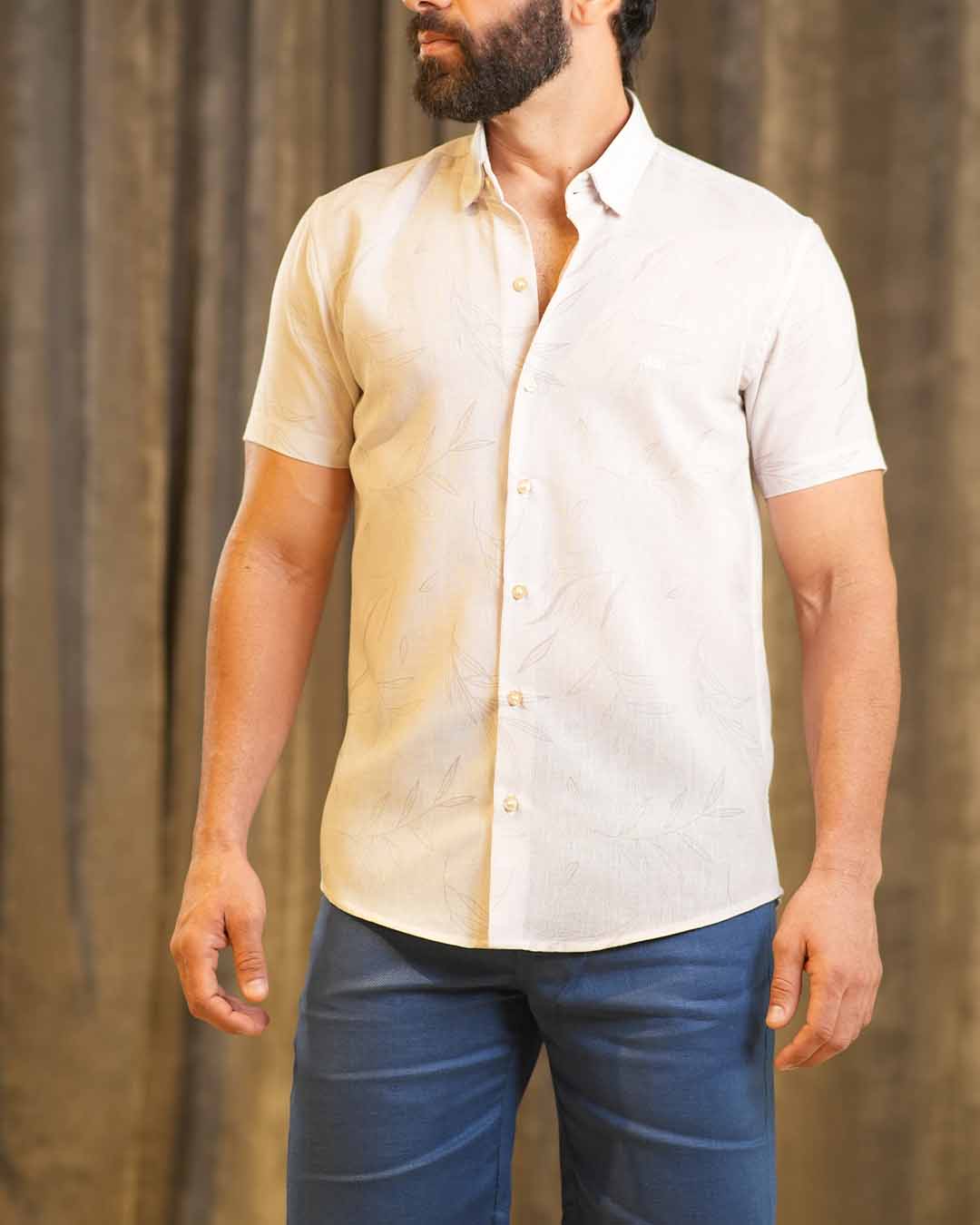 Camisa en lino manga corta