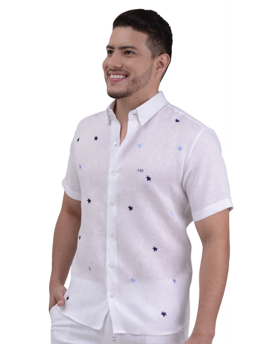 Camisa en lino -Bordada